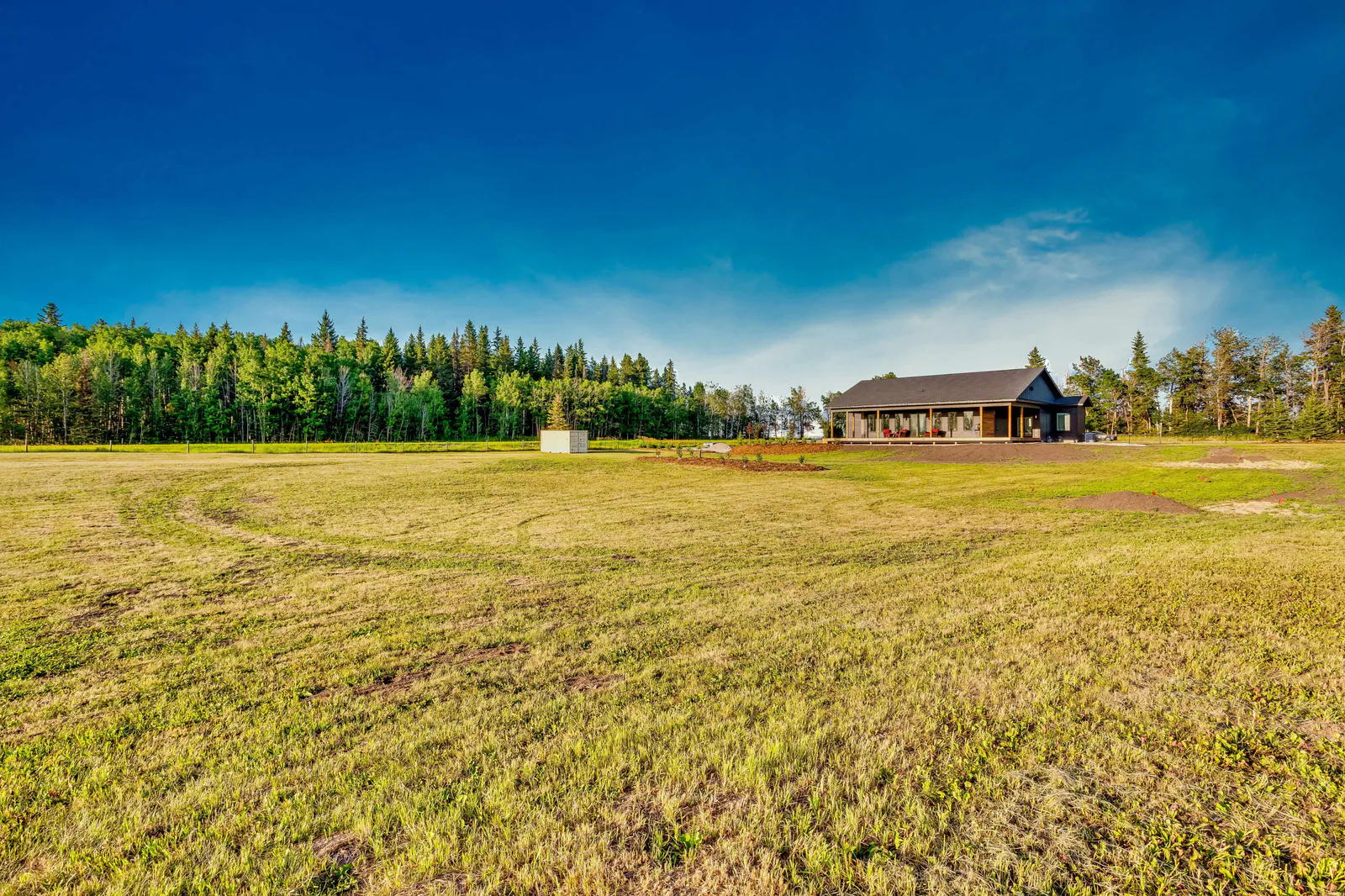 Open field view toward the home and treeline